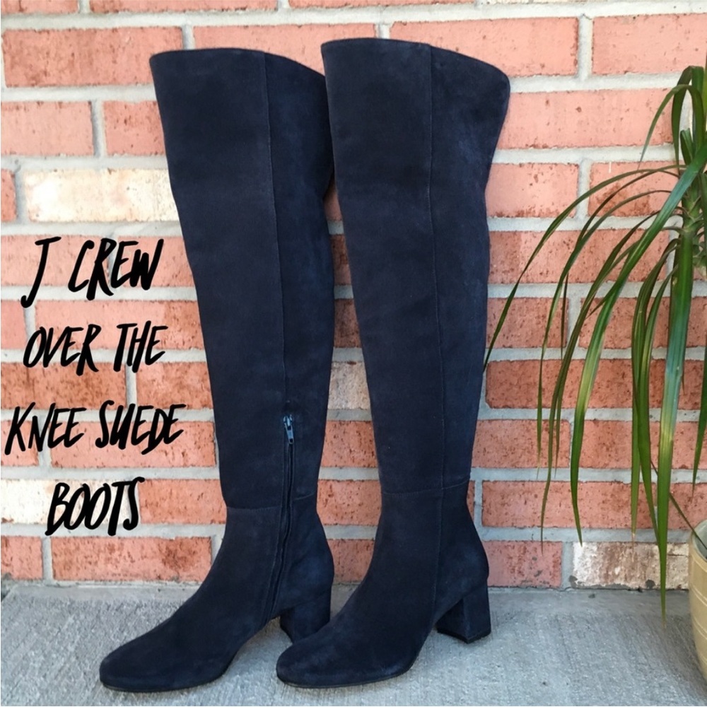 SALE NIB J CREW OVER THE KNEE NAVY BLUE LEATHER/SUEDE BOOTS